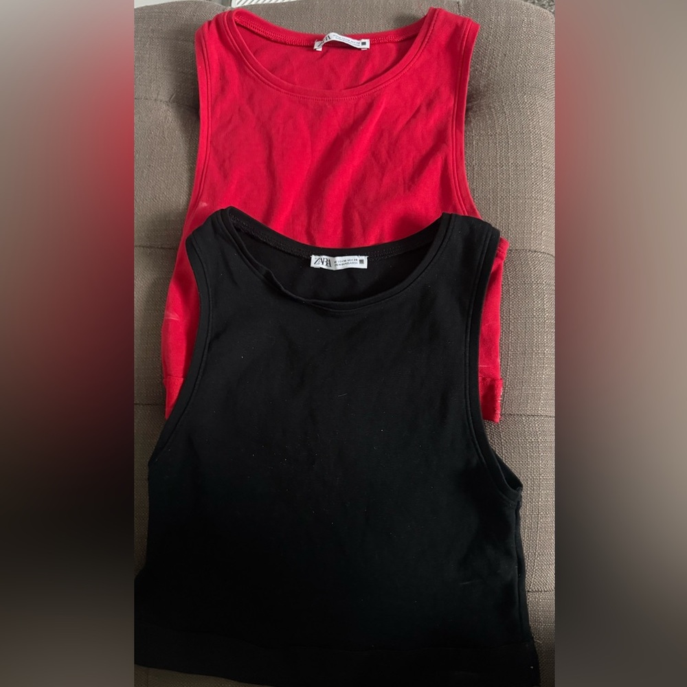 Zara Black and Red Tops
